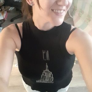 Sunset & Rose black sleeveless NY top-S